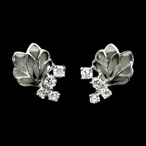 925 Sterling Silver Earrings Oval Simulated Cz Gemstone Enamel Jewelry - Picture 1 of 13