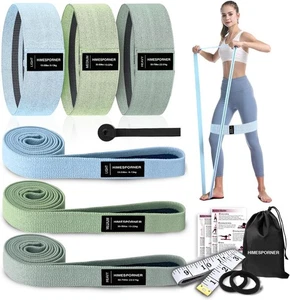 9 PCS Fabric Resistance Bands Set for Working Out, Non-Slip Blue and Green  - Picture 1 of 9