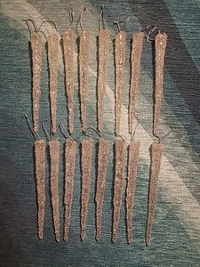 16 klare funkelnde Eiszapfen Kristall Weihnachtsschmuck 7" Acryl und Glitzer MCM - Bild 1 von 6