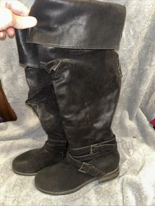 Carlos Santana Women’s Reagan Knee-High Boot Black Sz 8M Moto Biker (gar1) - Picture 1 of 10