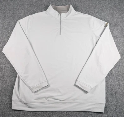 Мужской пуловер Peter Millar Perth Performance на четверть молнии 2XL светло-серый с логотипом - Изображение 1 из 4