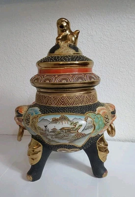 Vintage Kutani Incense Signed Burner -Brown Gold No Chips Or Cracks 12 X 8 X 7 " - Image 1 of 4
