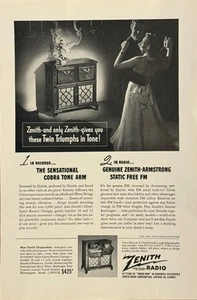 1948 Zenith Long Distance Radio Print Advertisement “Twin Triumphs in Tone” FM - Picture 1 of 3