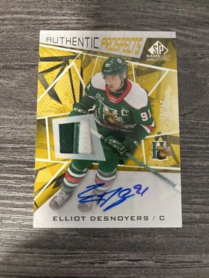 2021-22 CHL SPGU Elliot Desnoyers Authentic Prospects Auto Patch Gold /49 #34 - Image 1 of 2