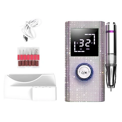 Taladro de uñas eléctrico inalámbrico 45000 RPM máquina de limas E para uñas con pantalla LCD Foto 1 de 4