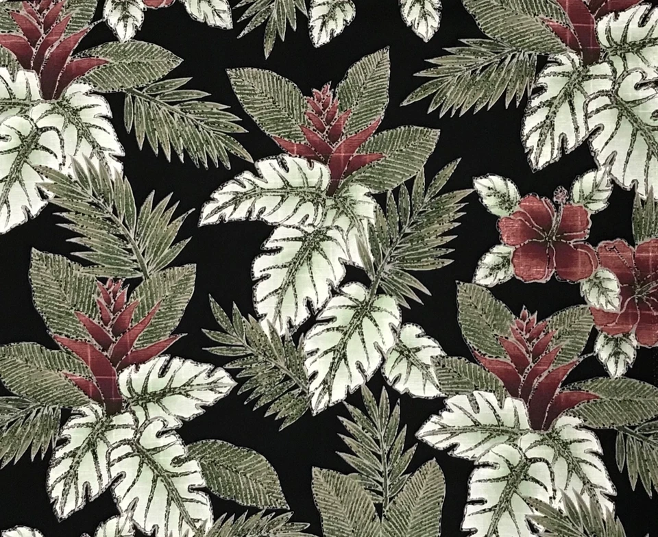 "Tela con estampado hawaiano por comprar - Heliconia e hibisco - 43"" de ancho" Foto 1 de 1