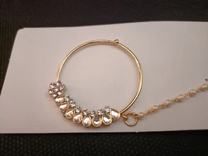 Indian Gold Plated Fashion Bridal Kundan Nath Nose Ring Wedding jewelry - Picture 1 of 35