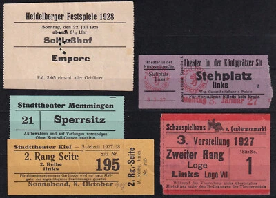 5 Eintrittskarten Theater Heidelberg Memmingen Kiel Berlin München 1927/28 - Bild 1 von 2