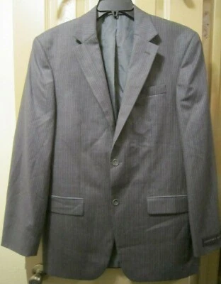 NEW SZ 40L GEOFFREY BEENE MENS GRAY STRIPED 2 BUTTON 100% WOOL SUIT JACKET, NWTS - Image 1 of 4