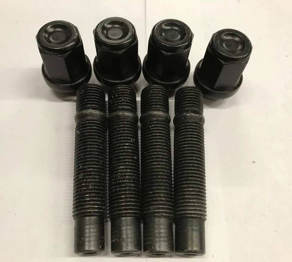 4 X M12X1.5 ALLOY WHEEL STUDS + NUT CONVERSION BLACK 82mm FITS VAUXHALL 65.1 1 - Image 1 of 1