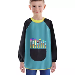 Painting Apron For Kids Long-Sleeved Art Paint Smock With Pocket - Picture 1 of 9