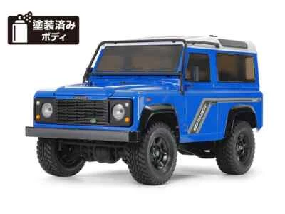 Tamiya 1/10 CC02 1990 Land Rover Defender 90 Light Blue Painted Body 4WD RC Car - Image 1 of 4