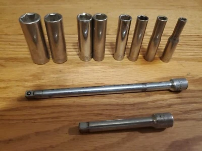 Craftsman 1/4" Drive 8 Piece 6 Pt Point SAE Deep Chrome Socket Set Standard STD - Image 1 of 4