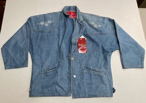 Rustic Denim Brand Women's Button Up Jean Jacket ( Flower Pattern ) Size 2XL - Picture 1 of 10