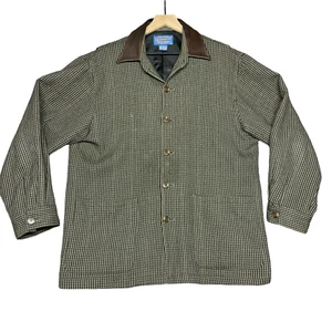 VTG Pendleton Jacket Mens M Gingham Plaid Chore Blazer 2 Pocket Wool Shacket - Picture 1 of 10