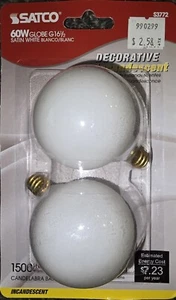 2-2 Packs (4 Bulbs) of Satco S3772, 60w, G16.5, Globe Light Bulbs in Satin White - Picture 1 of 2