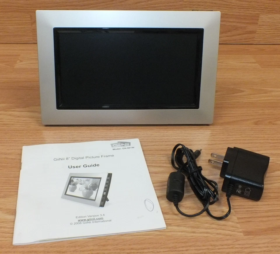 Genuine GiiNii (GN-801W) 8" (inch) Digital Picture Frame With Power Supply  - Image 1 of 4