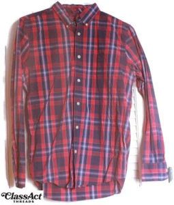 Camicia uomo CHAPS vestibilità personalizzata manica lunga abbottonata rossa a quadri taglia S - Foto 1 di 5