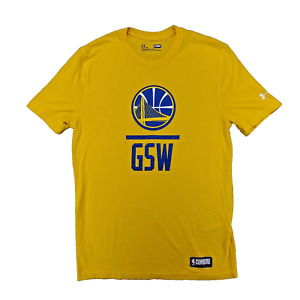 Under Armour GSW NBA Combine  T-Shirt Mens S Yellow Heatgear Warriors