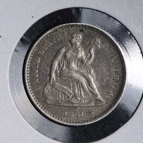 1861 Seated Liberty Half Dime CHOICE AU+ E169 UHM Cover