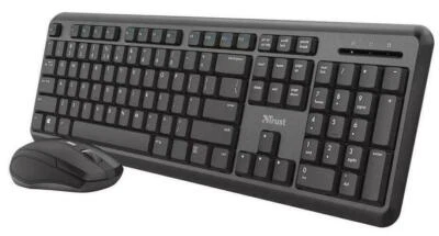 Trust TKM-350 Wireless Keyboard & Mouse Deskset, Black - 24123 - Image 1 of 4
