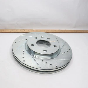 Front Drilled Disc Brake Rotor Slotted Zinc Plated AR82150XR - Picture 1 of 4
