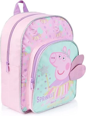 Girls Peppa Pig Backpack School Nursery Bag with 3D Novelty Wings  - Image 1 of 4