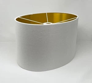Lampenschirm Creme Samt Gebürstet Gold Oval Lampenschirm - Bild 1 von 10