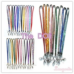 New Multi Color Rhinestone Neck LANYARD Keychain Key/ID/Cell Phone Holder BLING  - Picture 1 of 34