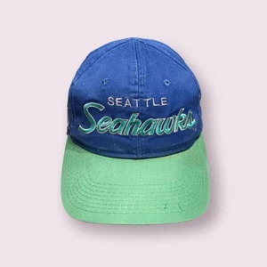 Vintage Seattle Seahawks Sports Specialties Script SnapBack Hat NFL Blue - Picture 1 of 9