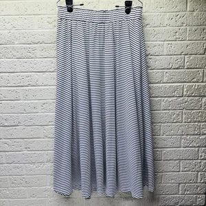 NWOT‼ ANN TAYLOR M White w/ Black Striped Maxi Skirt Elastic Waist Fully Lined - Picture 1 of 10