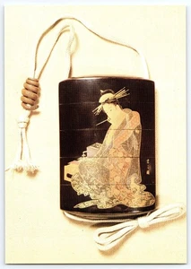 Japanischer Lack Inro Kurtisane Morokoshi von Shunsho Postkarte 19. Jahrhundert - Bild 1 von 2