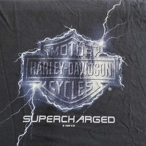 Vtg Y2K Harley Davidson Mens 2XL Lightning 90’s Spell Out Big Logo 1999 XXL - Picture 1 of 12