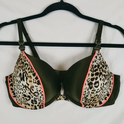 Victorias Secret Very Sexy Push-Up Bra 36C Padded Underwire Leopard Olive Green - Image 1 of 4