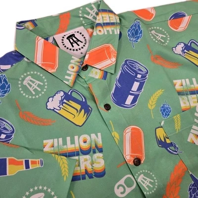 Barstool Sports Tropical Bros Zillion Beers Shirt Green Short Sleeve Men's XL - Image 1 of 4