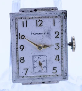 TAVANNES TANK CAL. 365 WRIST WATCH MOVEMENT SWISS, 17j FOR REPAIR (a20) - Picture 1 of 2