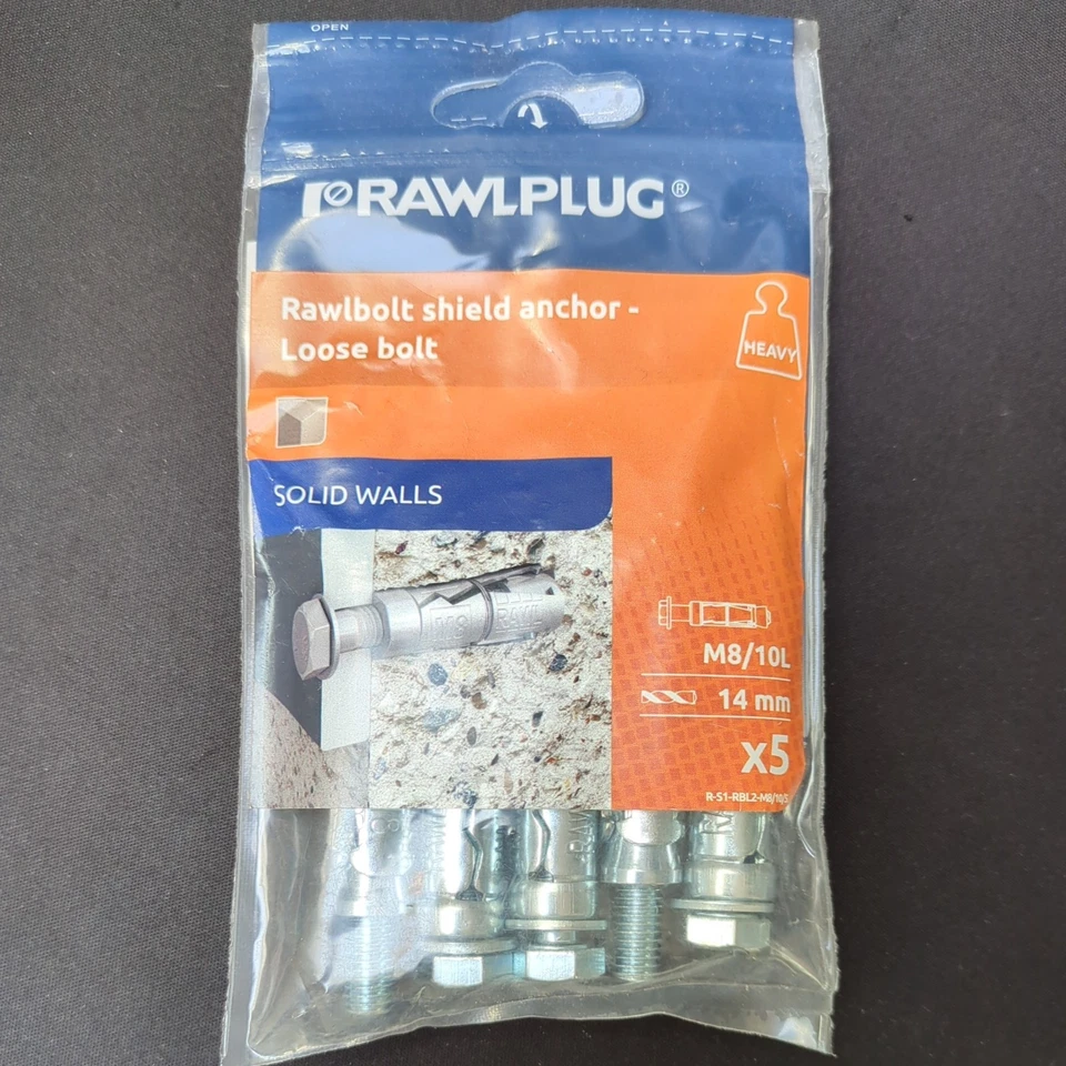 Paquete de 5 pernos sueltos de anclaje de escudo Rawlplug M8/10L Foto 1 de 1
