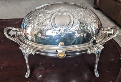 Сервер Lrg James Dixon & Son Sheffield Silver Plate Roll Top 2 вставки c 1890 - Изображение 1 из 4