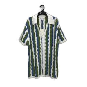 Subtitled 'Cher' Cotton Knitted V Neck Button Shirt Dress Women Size M-L NEW - Picture 1 of 7