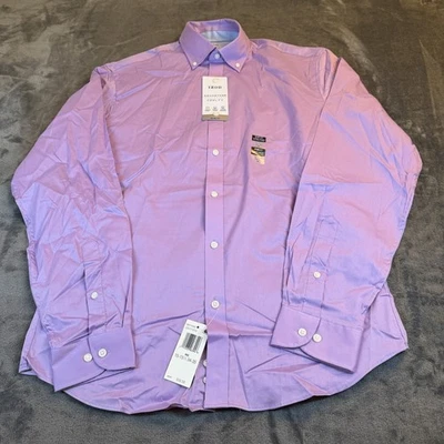 Camisa de Vestir IZOD Calce Ajustado Abotonada Púrpura Ventaja Genial FX Para Hombres Mediana Nueva con Etiquetas Foto 1 de 4