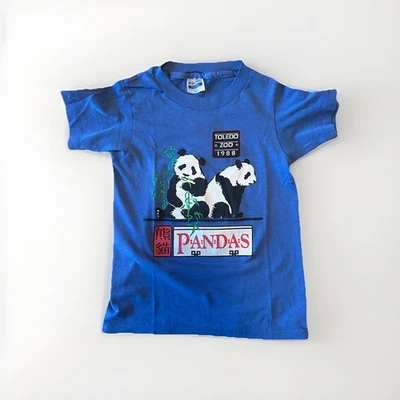 Camiseta Toledo Zoo Pandas 1988 Vintage Niños Azul Talla S 6-8 Hecha en EE. UU. Foto 1 de 4