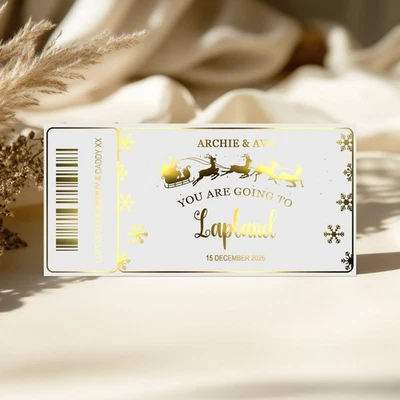 VIOLET GRACE Personalised Lapland Metallic Foil Voucher, Surprise Custom Gift Ticket