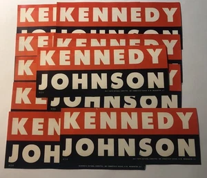 10 ORIGINAL 1960 John F. Kennedy Lyndon B. Johnson Window Decals Stickers - Picture 1 of 4