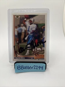 Warren Moon Houston Oilers 1991 Upper Deck Season Leaders 403 auténtico automático - Imagen 1 de 2