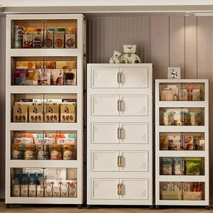3/4/5-Layer Folding Storage Cabinet - Large Capacity w/Wheels & Lid - Picture 1 of 34