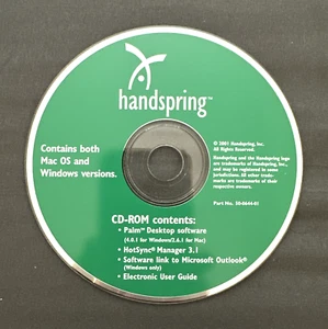 2001 Handspring Palm Desktop PDA Software CD-Rom PC/MAC Windows 4.0.1/Mac 2.6.1 - Afbeelding 1 van 2