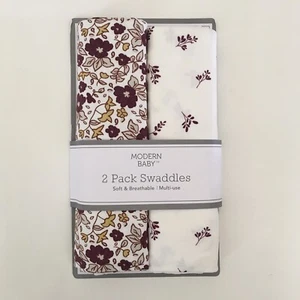 NEW Soft Swaddle Blankets Newborn Baby (0-3M) Floral & Solid | Modern Baby - Picture 1 of 6