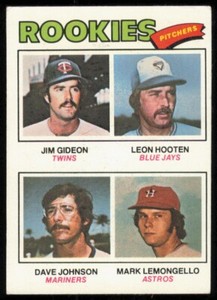 1977 TOPPS ROOKIE PITCHERS - JIM GIDEON/LEON HOOTEN/DAVE JOHNSON/MARK LEMONGELLO