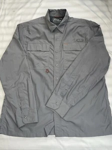 Eddie Bauer Shirt Mens Large Grey Vented Fishing Hiking Long Sleeve Nylon  - Picture 1 of 10