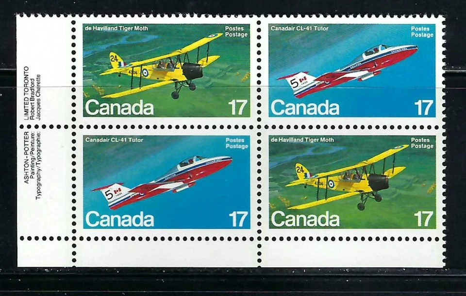 CANADA - SCOTT 904a - VFNH - LL PLATE BLOCK - CANADIAN AIRCRAFT - 1981 — 第 1/1 张图片